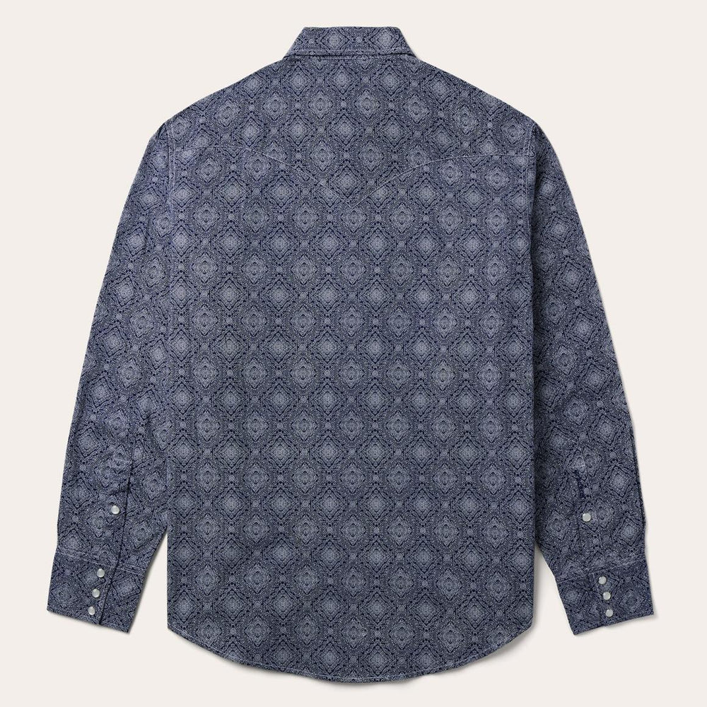 Blue Medallion Print Western Shirt Blue | Men Stetson Western Shirts