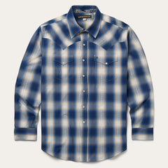 Blue Ombre Plaid Western Shirt Blue | Men Stetson Classic Cut