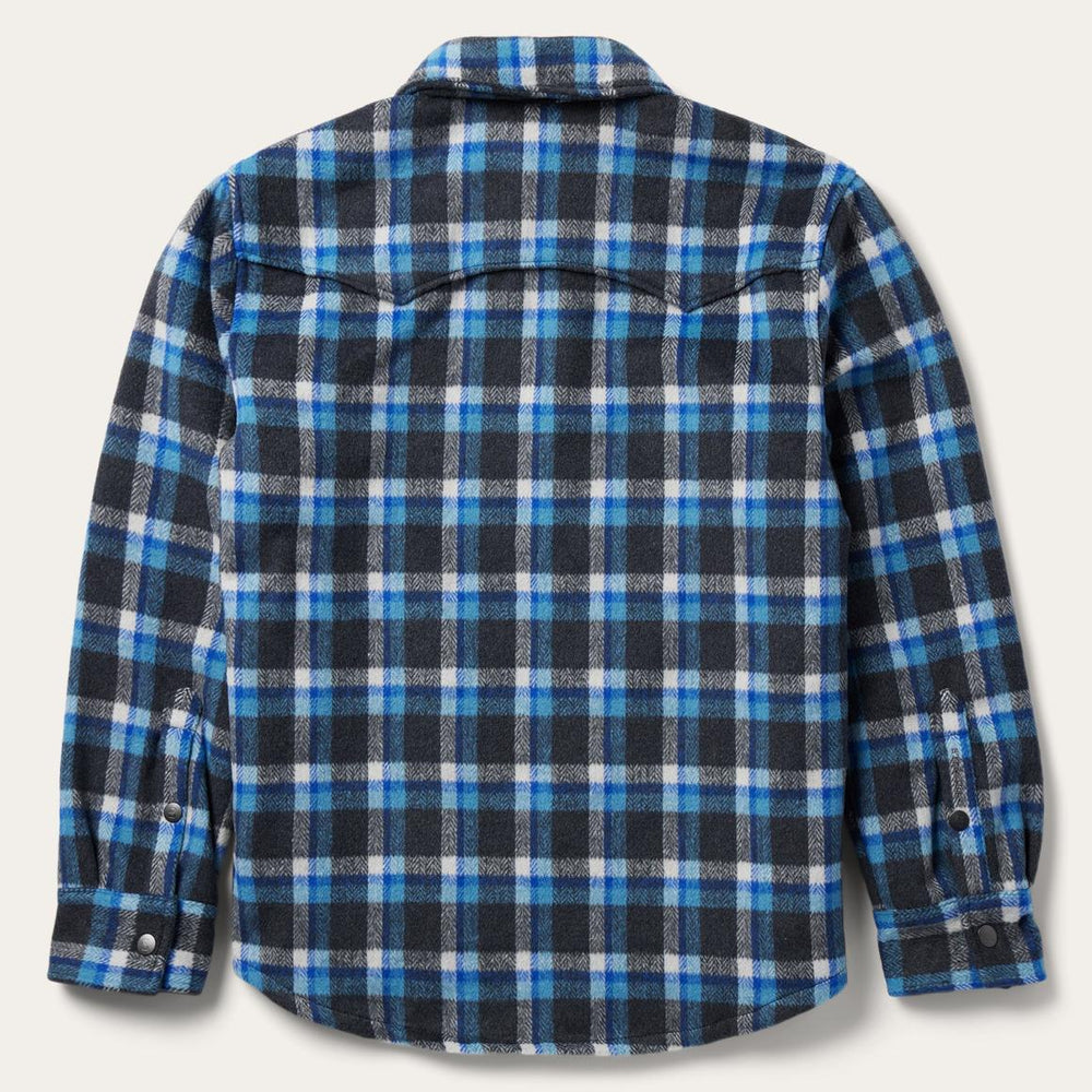 Blue Plaid Quilted Shirt Jacket Blue | Men Stetson Flannel Shirts