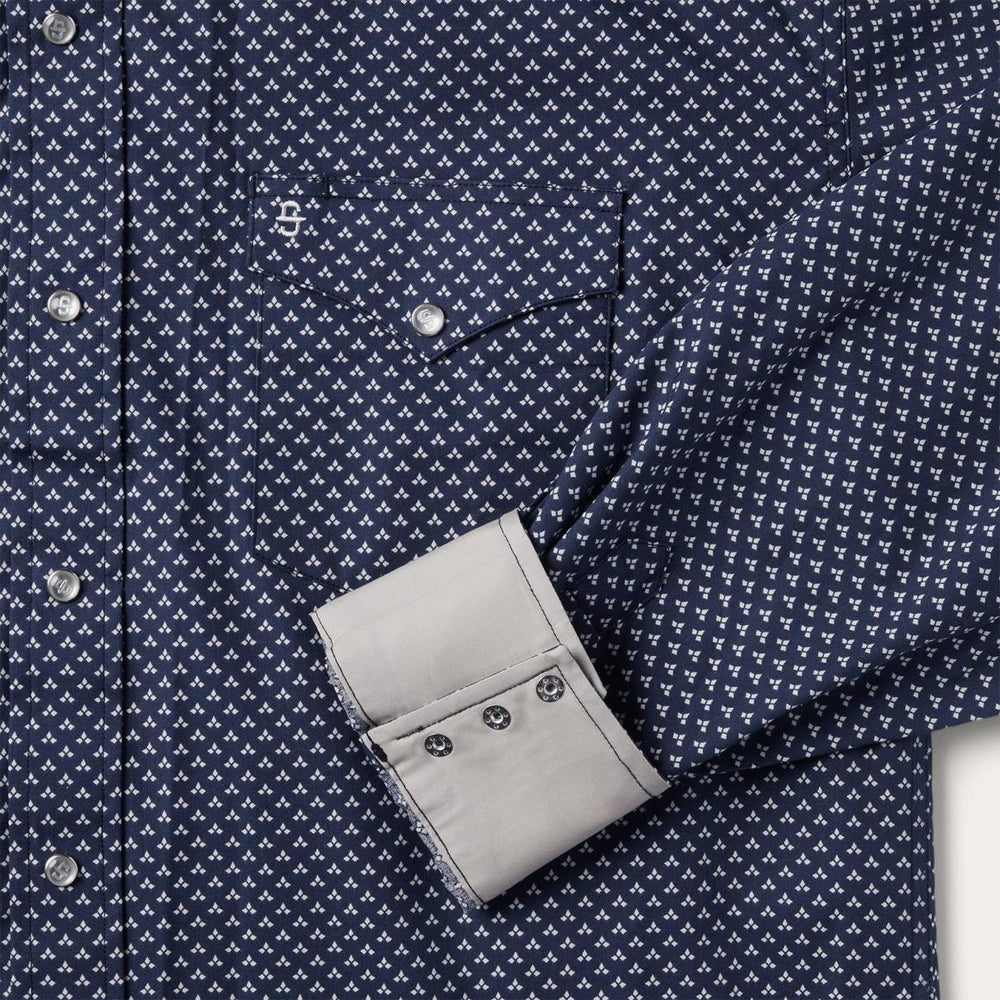 Blue Polaris Geo Print Western Shirt Blue | Men Stetson Western Shirts