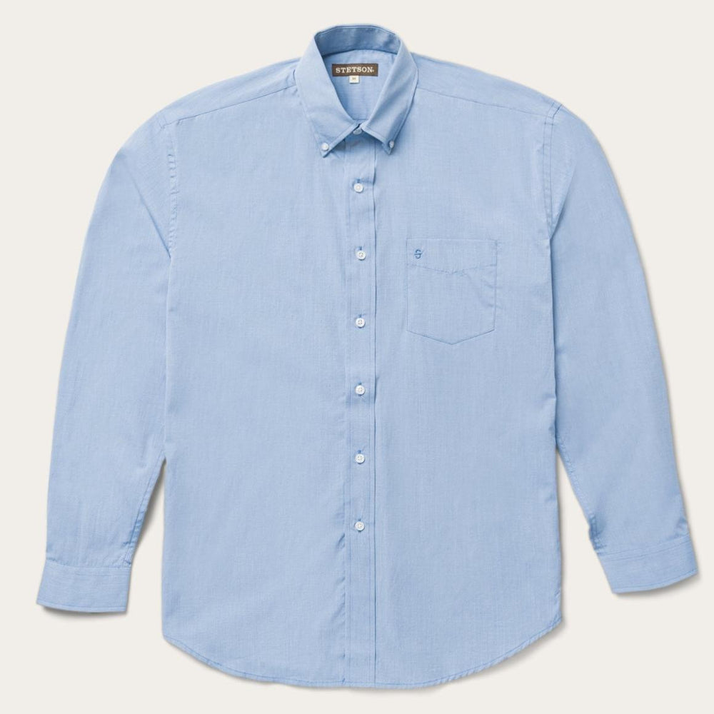 Blue Solid One-Pocket Snap-Front Shirt Blue | Men Stetson Modern Cut