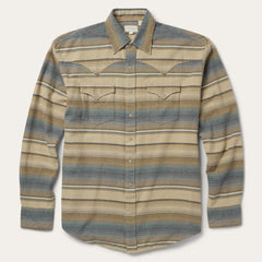 Blue Stripe Flannel Western Shirt Blue | Men Stetson Classic Cut