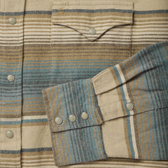 Blue Stripe Flannel Western Shirt Blue | Men Stetson Flannel Shirts