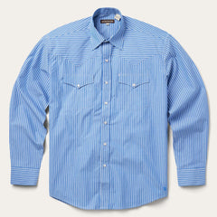 Blue Western Stripe Shirt Blue | Men Stetson Classic Cut