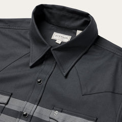 Border Stripe Twill Western Shirt Black | Men Stetson Modern Cut