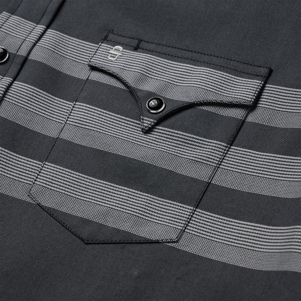 Border Stripe Twill Western Shirt Black | Men Stetson Modern Cut