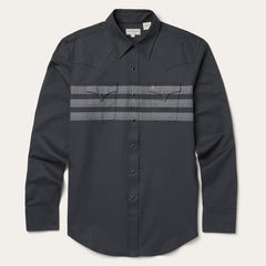 Border Stripe Twill Western Shirt Black | Men Stetson Modern Cut