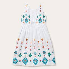 Bright Schiffli Embroidered White Cotton Lawn Dress White | Women Stetson Midi