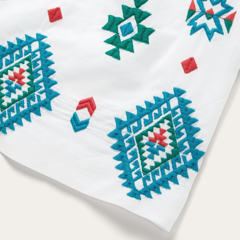 Bright Schiffli Embroidered White Cotton Lawn Dress White | Women Stetson Midi