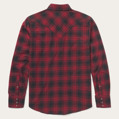 Brushed Twill Plaid Shirt Black | Men Stetson Modern Cut