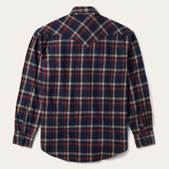 Brushed Twill Plaid Shirt Blue | Men Stetson Western Shirts