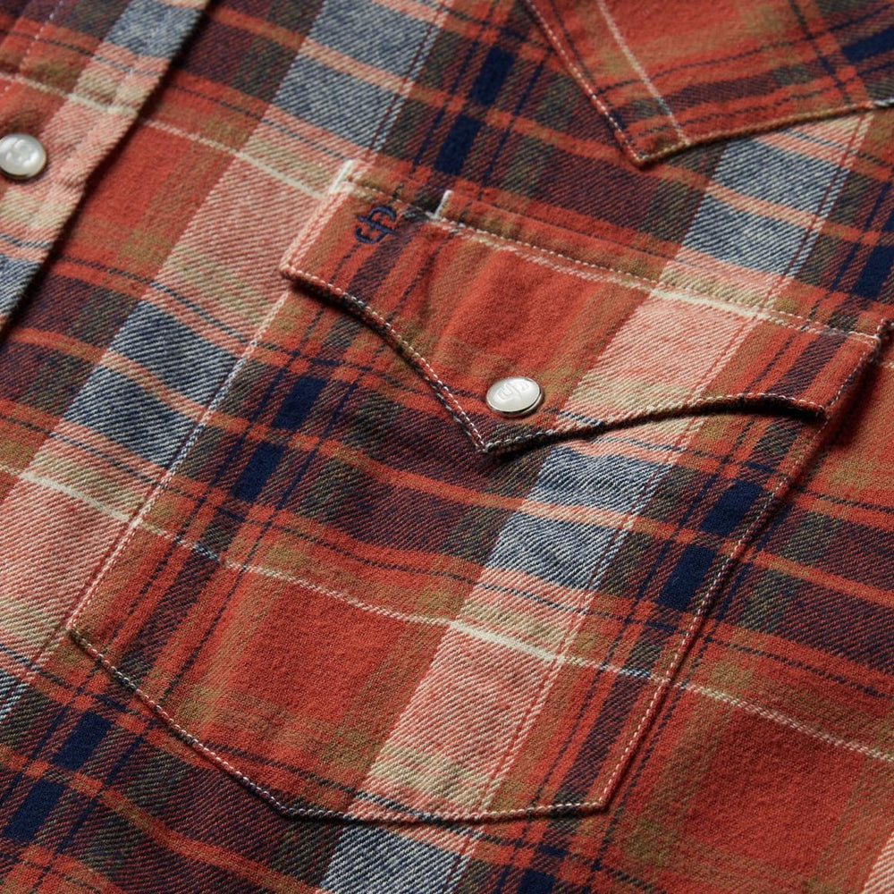 Brushed Twill Plaid Shirt Orange | Men Stetson Flannel Shirts