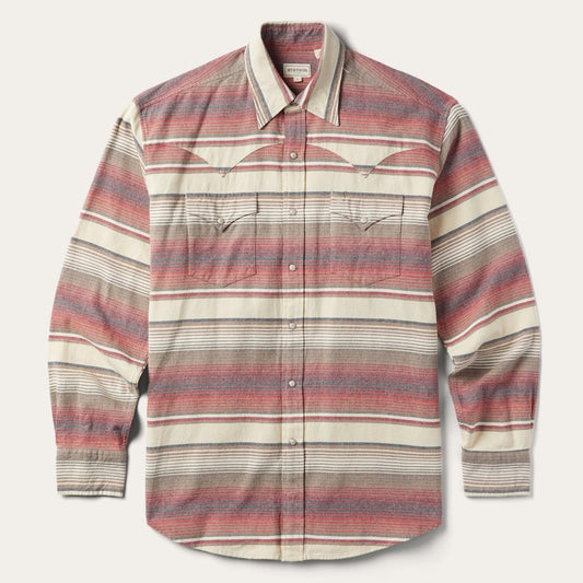 Brushed Twill Striped Shirt Red | Men Stetson Western Shirts