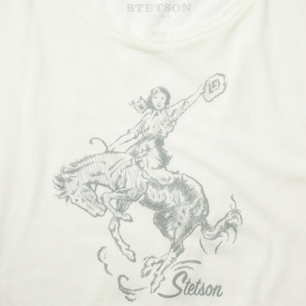 Bucking Cowgirl Graphic Tee White | Women Stetson Tees