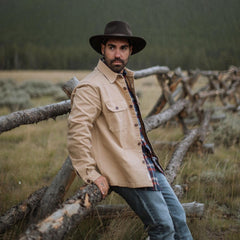 Camel Stretch Canvas Shirt Jacket Brown | Men Stetson Jackets