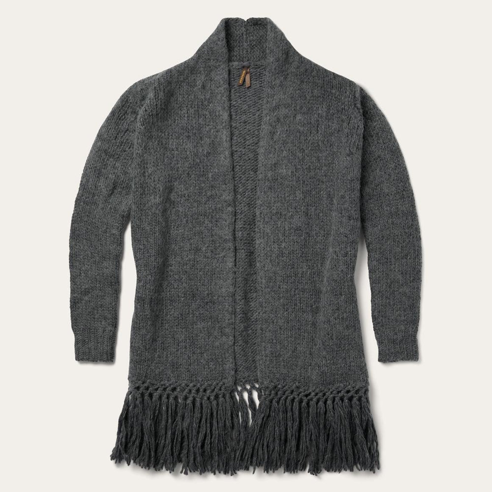 Charcoal Fringed Cardigan Grey | Women Stetson Fringe Jackets