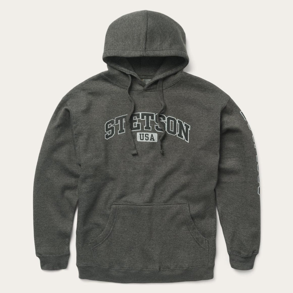 Charcoal Heather Fleece Hooded Sweatshirt Grey | Men Stetson Sweaters & Hoodies