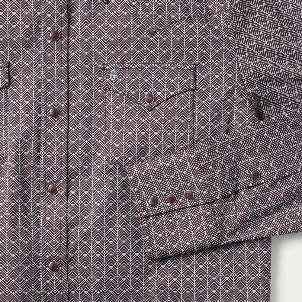 Chevron Grid Shirt Brown | Men Stetson Modern Cut