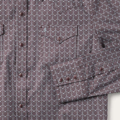 Chevron Grid Shirt Brown | Men Stetson Modern Cut