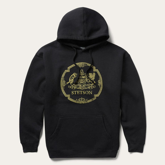 Classic Crest Hooded Sweatshirt Black | Men Stetson Sweaters & Hoodies