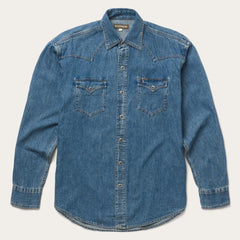Classic Denim Shirt Blue | Men Stetson Western Shirts