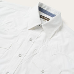 Classic Solid Snap Poplin Shirt In Optic White White | Men Stetson Western Shirts