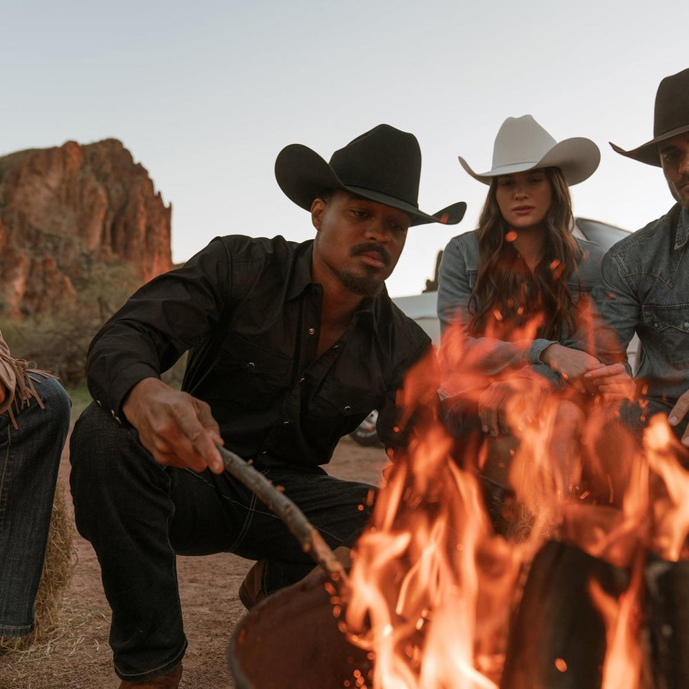 Classic Western Shirt In Black Black | Men Stetson Western Shirts