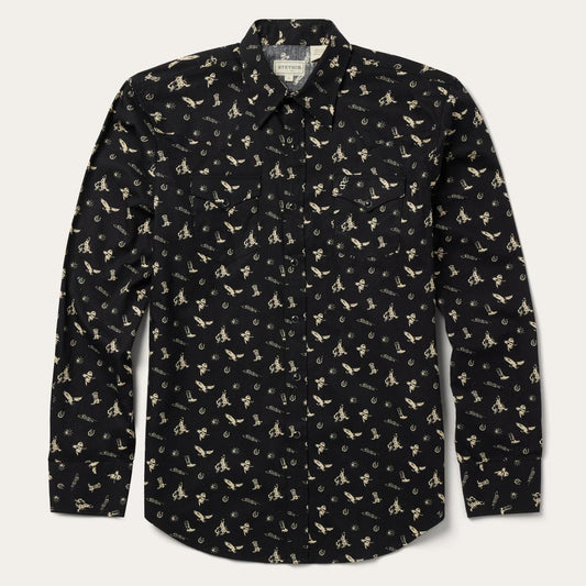 Conversation Print Western Shirt Black | Men Stetson Western Shirts