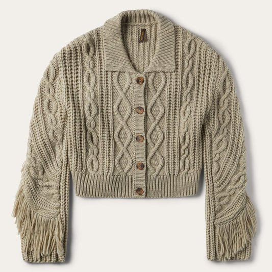 Cream Fringed Cardigan Tan | Women Stetson Fringe Jackets