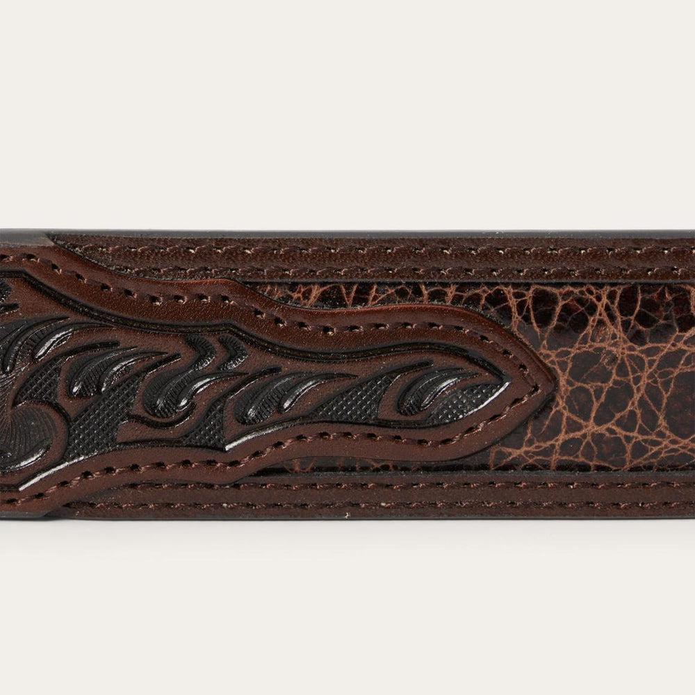 Croco Print Tooled Tapered Belt Brown/cognac | Men Stetson Belts