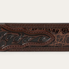 Croco Print Tooled Tapered Belt Brown/cognac | Men Stetson Belts