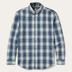Crystal Plaid Button Down Shirt Blue | Men Stetson Western Shirts