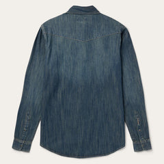 Dark Denim Western Shirt Blue | Men Stetson Western Shirts