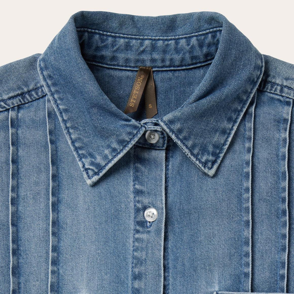 Denim Button Front Shirt Dress Blue | Women Stetson Mini