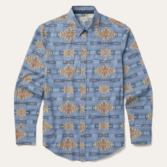 Desert Horizon Shirt Blue | Men Stetson Modern Cut