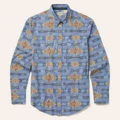 Desert Horizon Shirt Blue | Men Stetson Modern Cut
