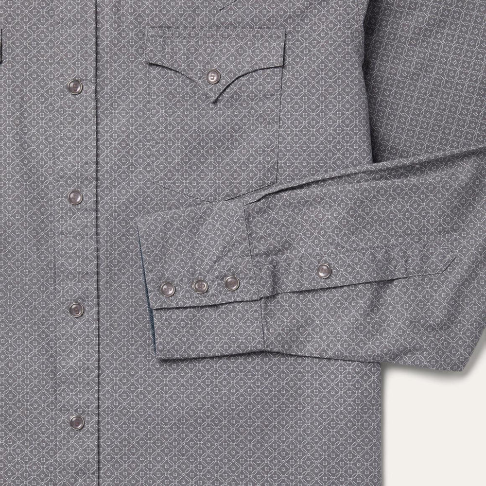 Diamond Print Western Shirt Grey | Men Stetson Modern Cut
