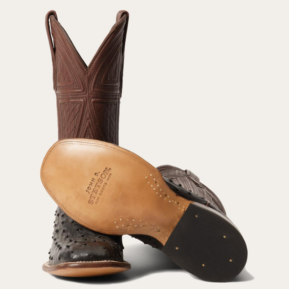 Dillon Ostrich Boots Black | Men Stetson Exotics