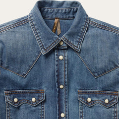 Distressed Denim Shirt Blue | Women Stetson Denim Shirts