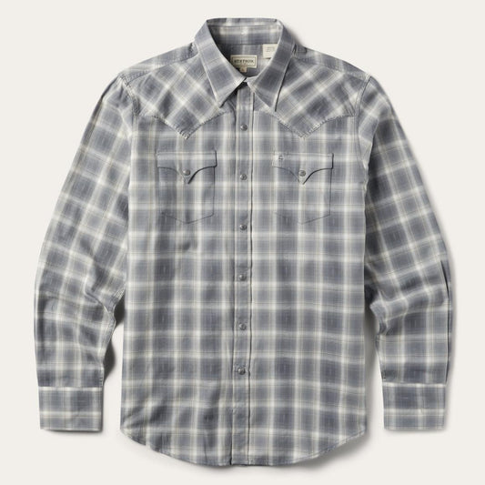 Dobby Twill Plaid Shirt Brown | Men Stetson Western Shirts