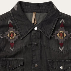 Embroidered Black Denim Shirt Dress Black | Women Stetson Shirt Dresses