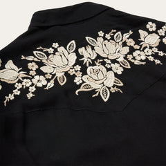 Embroidered Crepe Western Shirt Black | Women Stetson Western Shirts