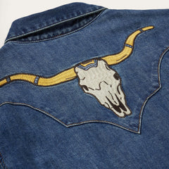 Embroidered Dark Denim Western Shirt Blue | Women Stetson Denim Shirts