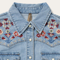 Embroidered Denim Shirt Dress Blue | Women Stetson Mini