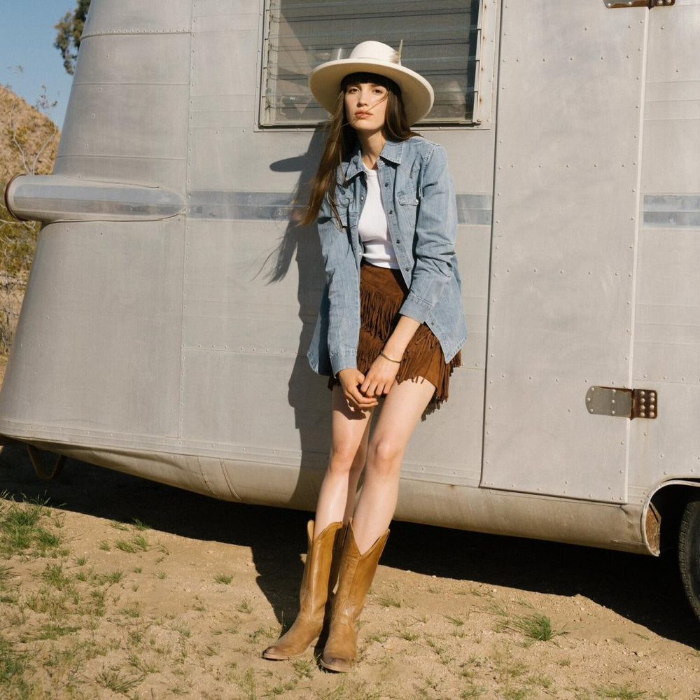 Embroidered Light Denim Shirt Blue | Women Stetson Denim Shirts