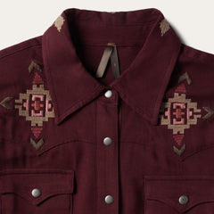 Embroidered Shirt Dress Wine | Women Stetson Mini