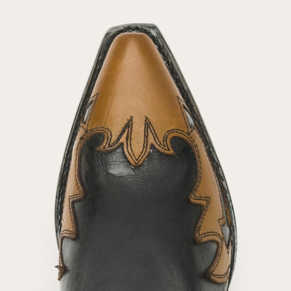 Faye Cowgirl & Horse Underlay Leather Boot Black | Women Stetson Western