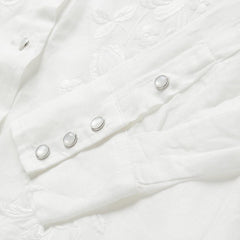 Floral Embroidered White Linen Shirt White | Women Stetson Western Shirts