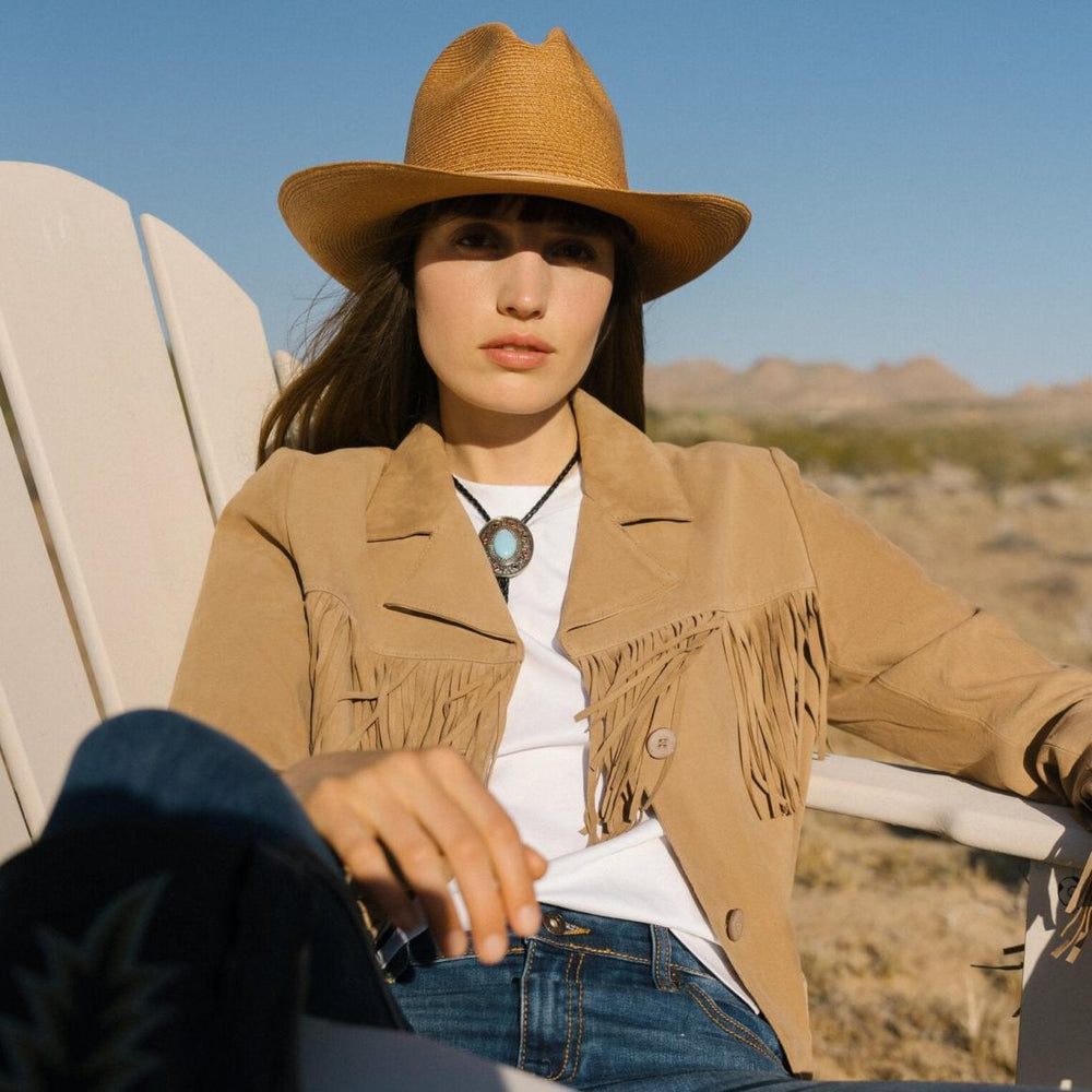 Fringe Suede Jacket Light Tan | Women Stetson Jackets