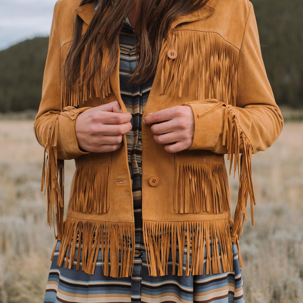 Fringe Suede Jacket Tan | Women Stetson Fringe Jackets